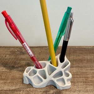 Organic Desk Organizer, Multi Compartment Pen Holder Sculptural Office Organizer